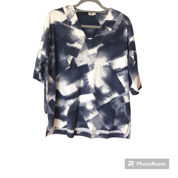 Kin by John Lewis Cotton Pullover Tunic Abstract Print Oversized Lagenlook M/L - Picture 2 of 11